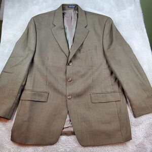 Ralph Lauren Sport Coat Sz 44 Long Olive‎ Green Birdseye 100% Wool Jacket Blazer
